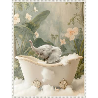 Elephant Bath Joy by Niky Rahner Framed Canvas Wall Art