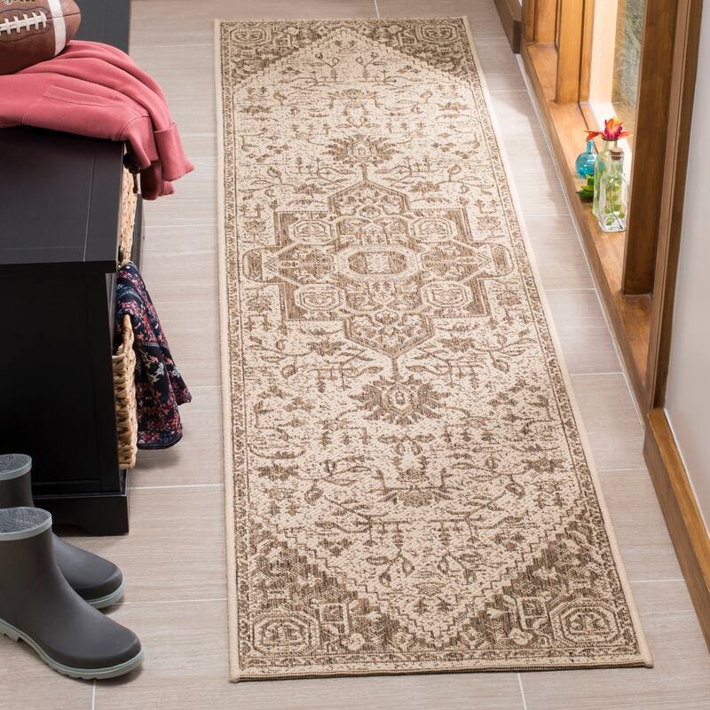 SAFAVIEH Linden Ludmyla Indoor/ Outdoor Waterproof Patio Backyard Rug - 2'2" x 10' Runner - Beige/Cream