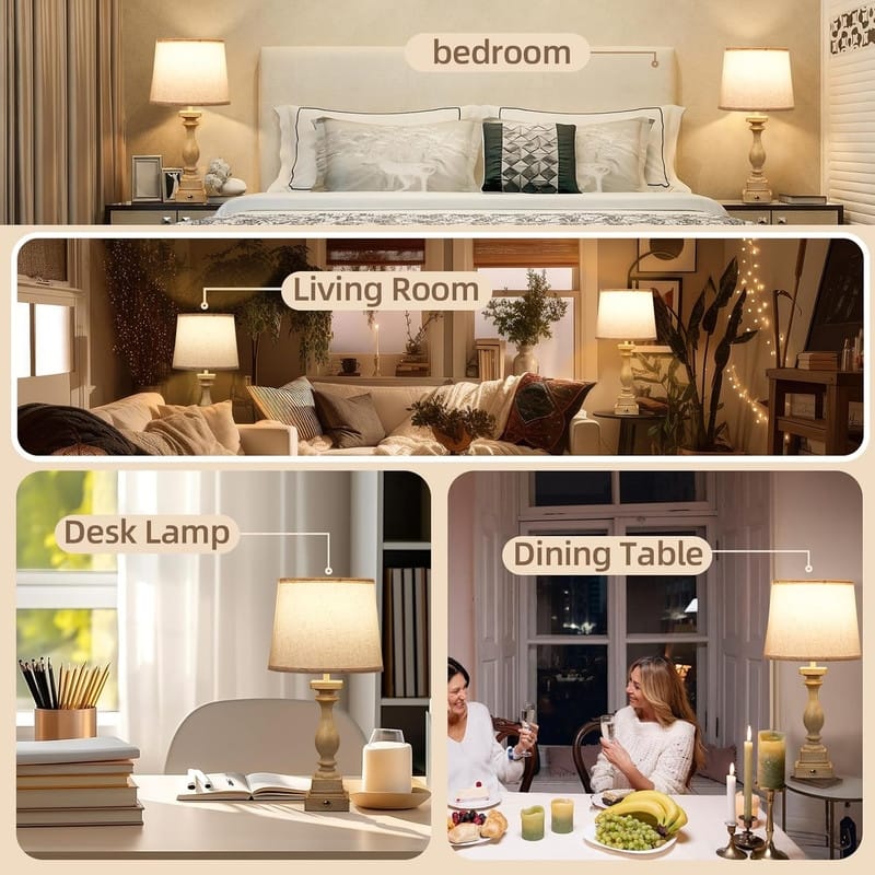Touch Lamps for Bedroom Set of 2,Bed-Side Table Lamps