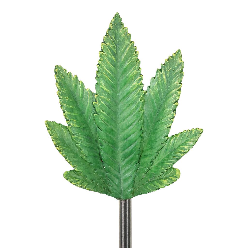 Exhart Solar Ganja Leaf Resin Garden Stake, 4 by 30 Inches
