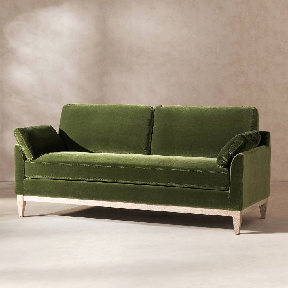 Pasadena 75.5" Velvet Modern Farmhouse Loose Pillow-Back Sofa