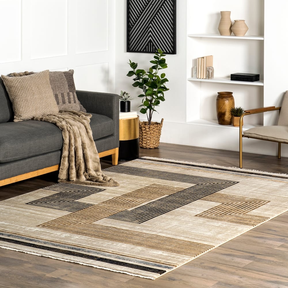Nuloom Aline Contemporary Striped Fringe Area Rug