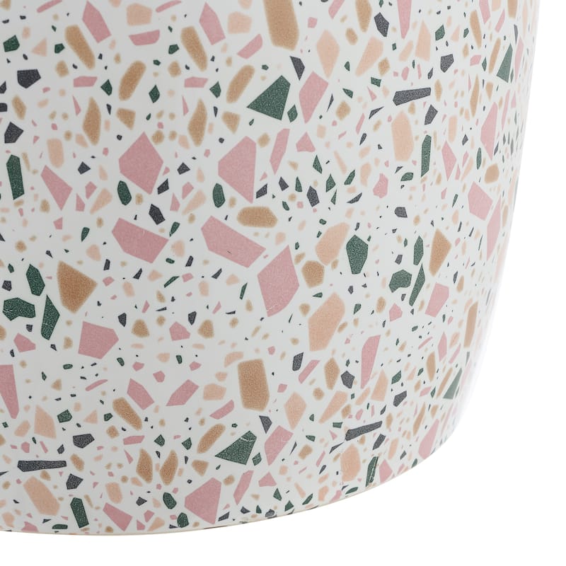 Lula 17.5" Terrazzo Ceramic Garden Stool, White/Pink, by JONATHAN Y