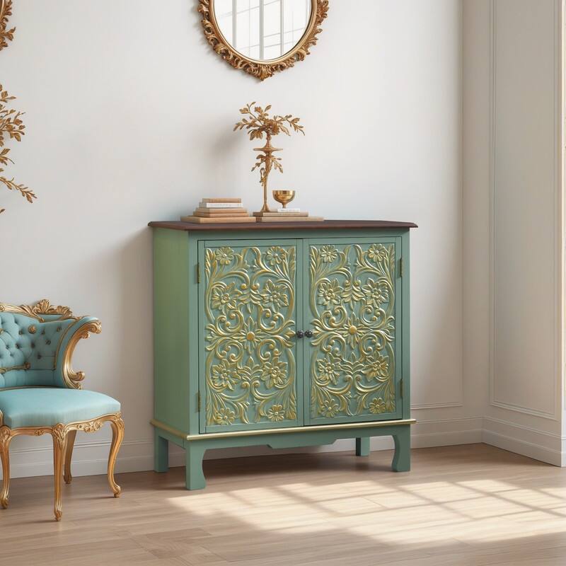 Farmhouse Handcrafted Wood Accent Chest Dresser - 31.75 - Green
