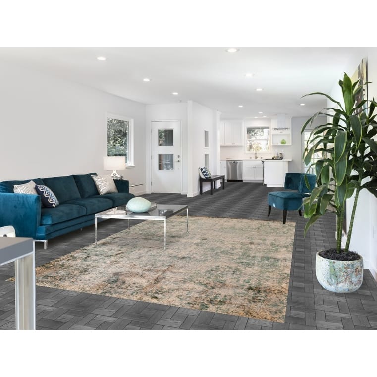 All-Over Abstract Area Rug Hand-Knotted Wool Carpet - 6'7"x 9'10"