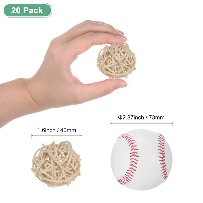 20-Pack Wicker Rattan Balls 1.6 Inch for Christmas/Weddings/DIY - Beige