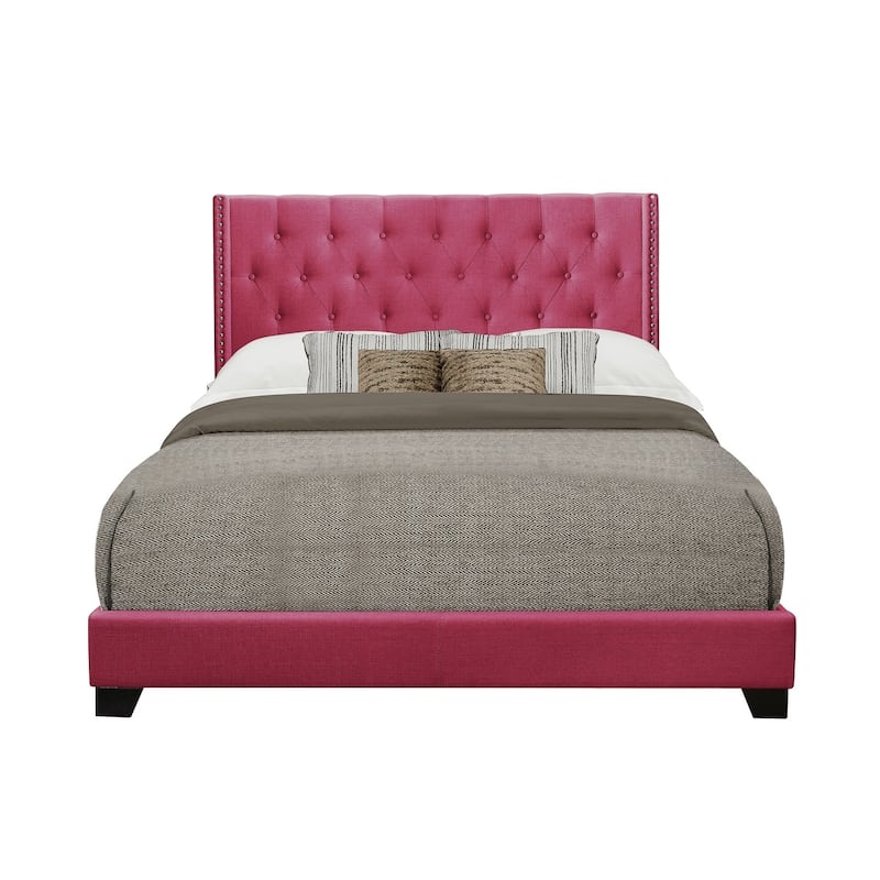 Morgan Pink Fabric Upholstered Tufted Bed - Full