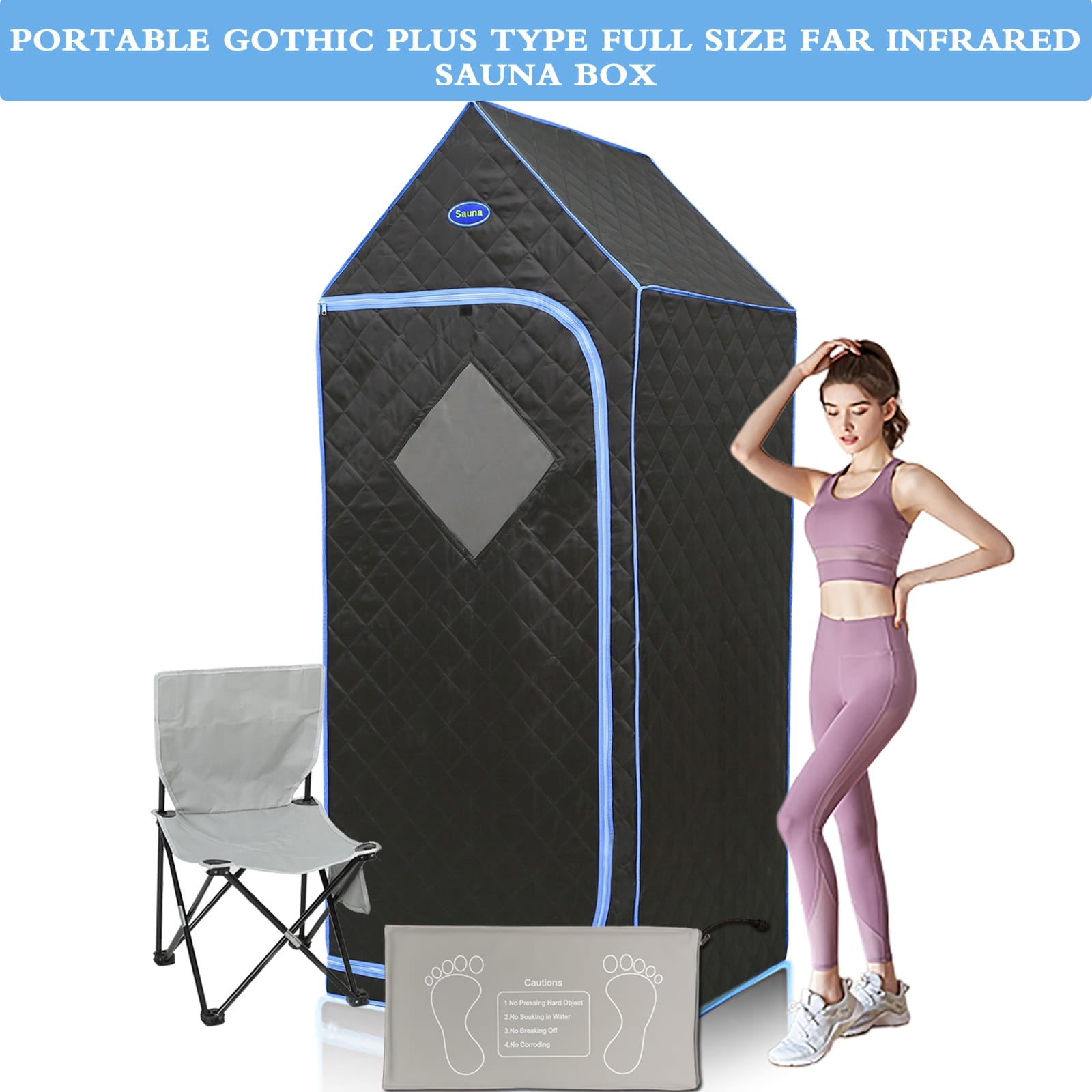 Portable Gothic Roof Plus Type Full Size Far Infrared Sauna tent. Spa, Detox ,Therapy and Relaxation at home. FCC Certification