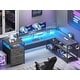 preview thumbnail 31 of 36, 67" L Gaming Shaped Desk Storage Shelves Power Outlet 2 Drawers Grey