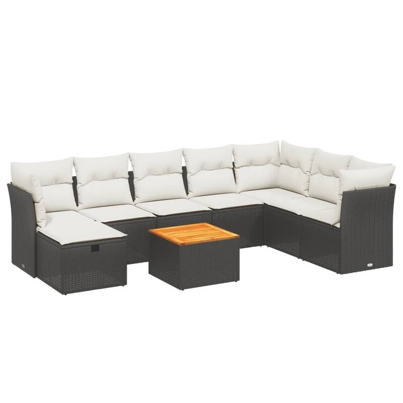 vidaXL Patio Sofa Set with Cushions Outdoor Furniture 9 Piece Poly Rattan