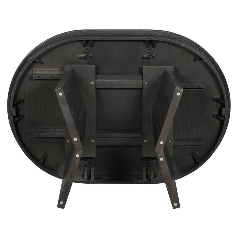 5 Piece Round Extendable Dining Table Set with 4 Upholstered Chairs