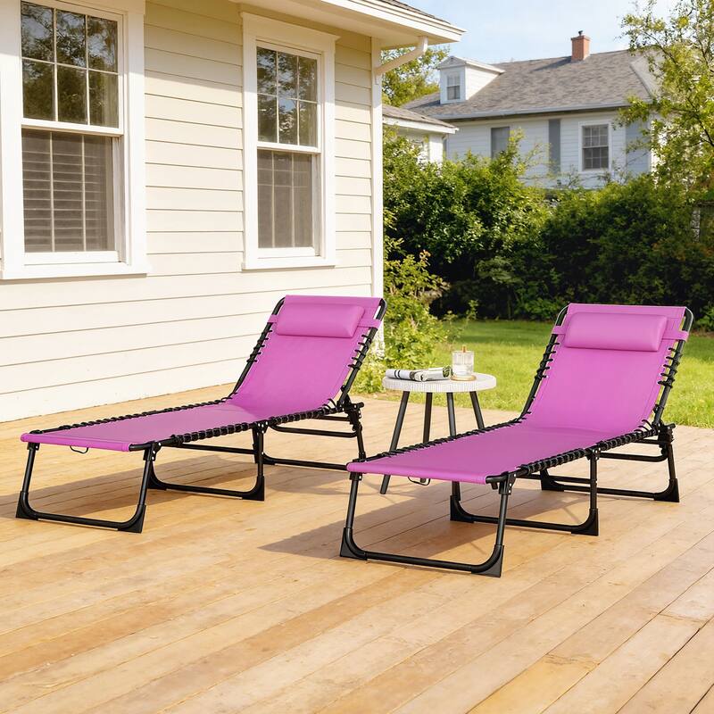 Outsunny 2 Folding Chaise Lounge Pool Chair Set, Patio Sun Tanning Chairs, Outdoor Lounge Chairs