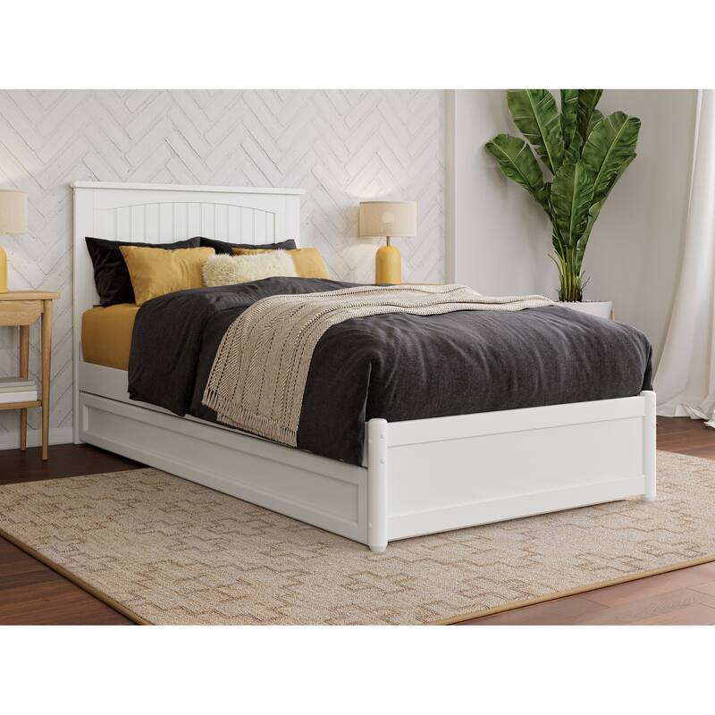 Malta Platform Bed with Panel Footboard and Twin XL Trundle