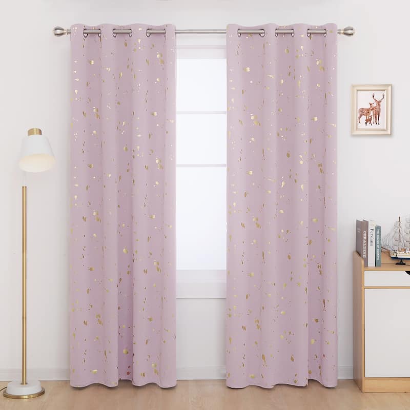 Deconovo Gold Spot Curtain Panel Pair (2 Panel) - W52 x L108 - Pink Lavender