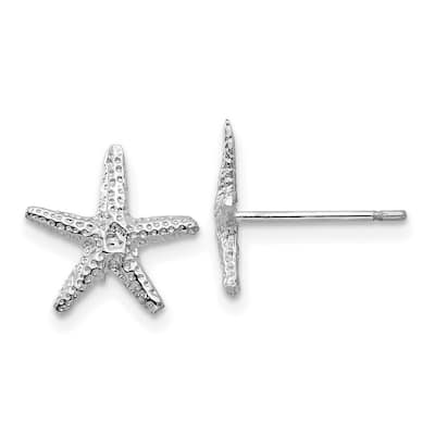 Curata 14k White Gold 11mm Sea shell Nautical Starfish Post Earrings