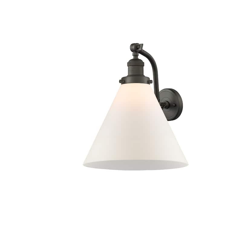 Innovations Lighting X-Large Cone Single Light 14" Tall Bathroom - Oil Rubbed Bronze / Matte White Cased