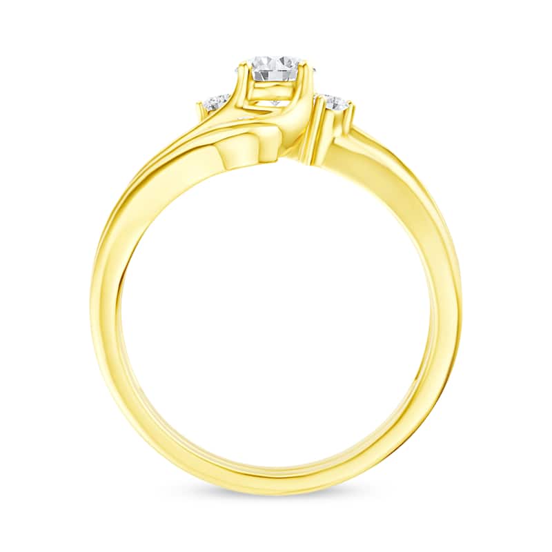 IGI Certified 1/2ct TDW Diamond Three Stone Swirl Bridal Set in 14K Yellow Gold for Women