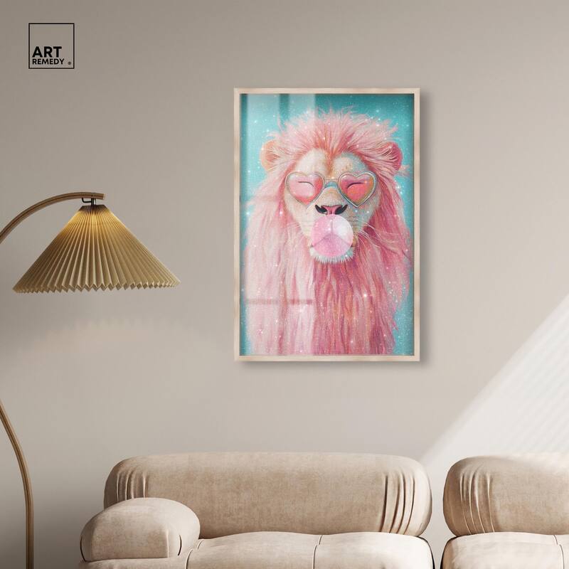 Pastel Lion Bubblegum Shadowbox by Art Remedy