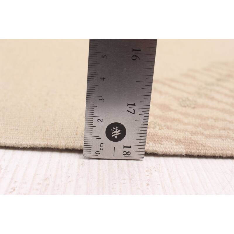 ECARPETGALLERY Flat-Weave Dynasty Beige, Khaki Wool Tapestry Kilim - 6'0 x 8'10