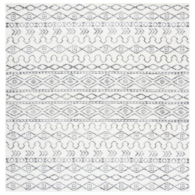 SAFAVIEH Tulum Renuka Moroccan Boho Rug - 6'7" Square - Ivory/Grey