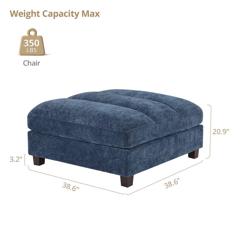 38.6" Plush Chenille Ottoman, Upholstered Cloud Ottoman, Modular Sectional Couches For Living Room, Compressed Memory Foam