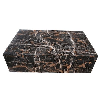 BETACH Genuine Marble Block Coffee Table - Portoro Marble