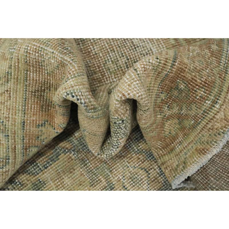 Hand Knotted Oriental 100% Wool Carpet Traditional Floral Navy Blue & Blues Mahal Runner Rug - 10' 11'' X 3' 7''
