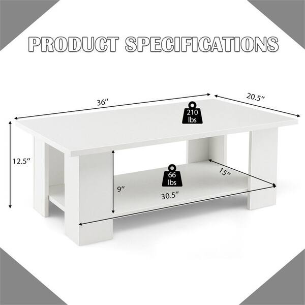 2 tier Wooden Coffee Table with Storage Shelf - Bed Bath & Beyond ...