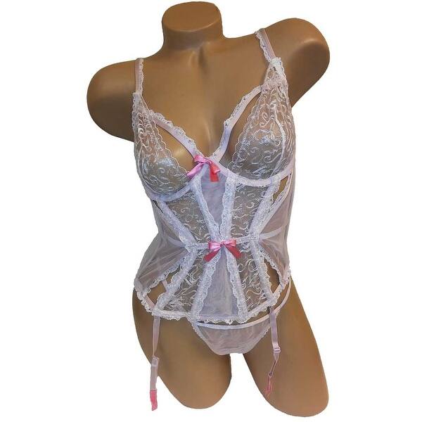 Shop Victoria S Secret Ribbon Lace Garter Bustier W Thong Panties