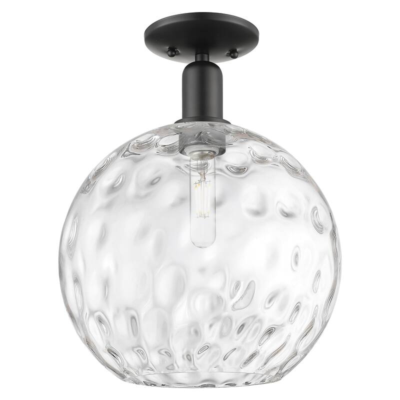 Innovations Lighting 716-1C-15-12 Athens Water Glass Semi-Flush Athens - Matte Black / Clear Water Glass