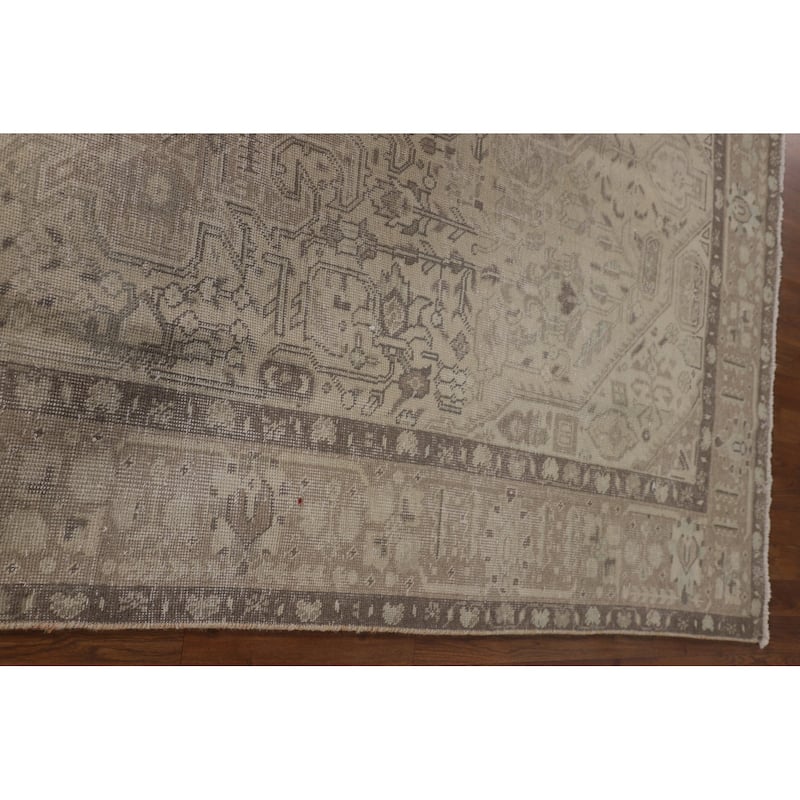 Distressed Tabriz Persian Antique Area Rug Hand-Knotted Wool Carpet - 6'5"x 9'9"