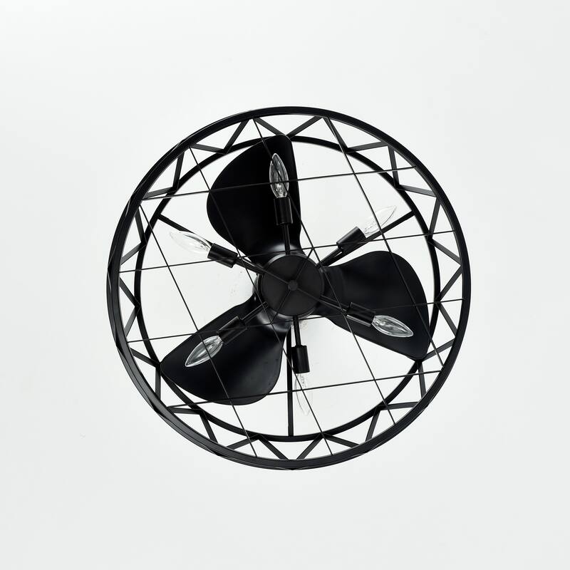 Loredana 26 Inch Industrial-Contemporary Style Matte Black Oil-rubbed Finish Ceiling Lighted Fandelier with Remote
