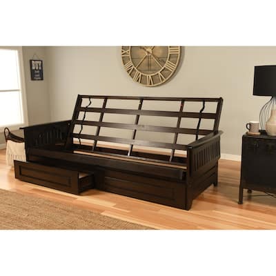 Somette Phoenix Queen-size Storage Futon Frame in Espresso Finish, Mattress Not Included
