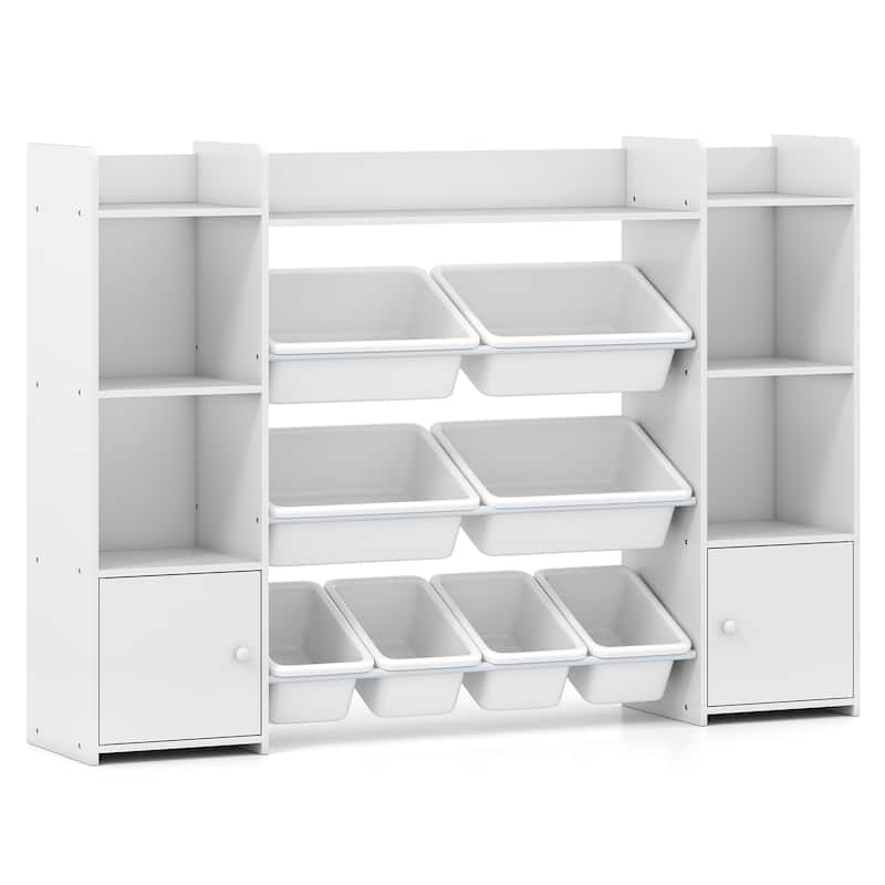 56" Kids Storage Shelf with 8 Removable Bins Rounded and Corners Anti-Tip Design - 56" x 12" x 39"