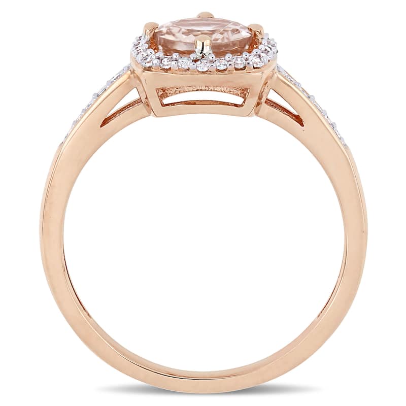 Miadora Signature Collection 10k Rose Gold Morganite and 1/7ct TDW Diamond Square Halo Engagement Ring