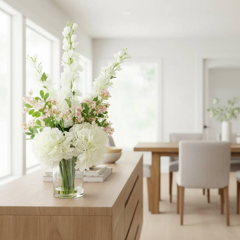 Hydrangea and Stephanotis Arrangement in Vase - 20