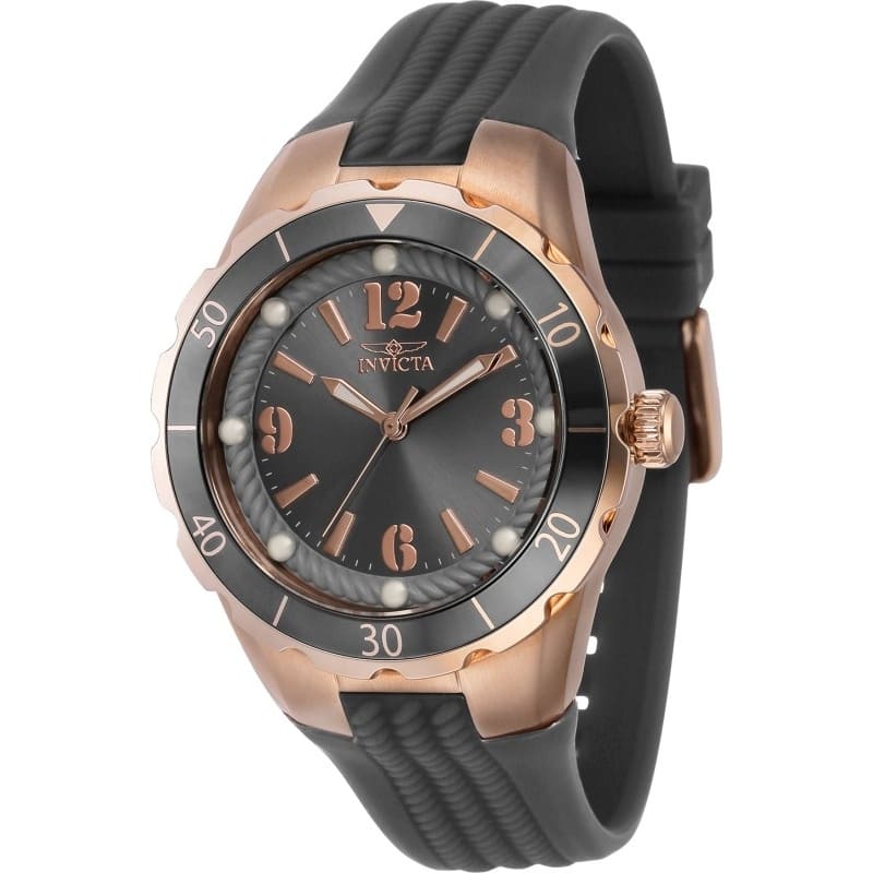 Invicta Men's 40310 Angel Quartz 3 Hand Charcoal Dial Watch - Black