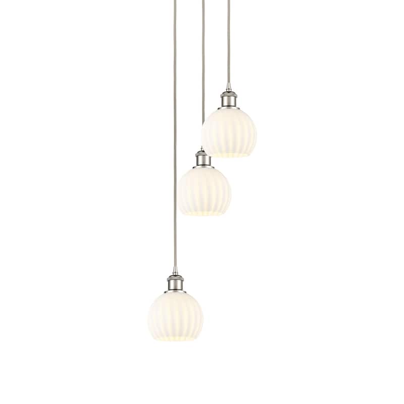 Innovations Lighting 113B-3P-13-13 White Venetian Pendant White - Polished Nickel