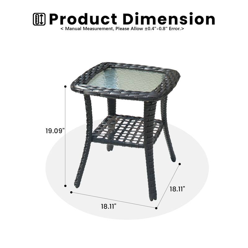 HOOOWOOO Outdoor Patio Rattan Wicker Side Table