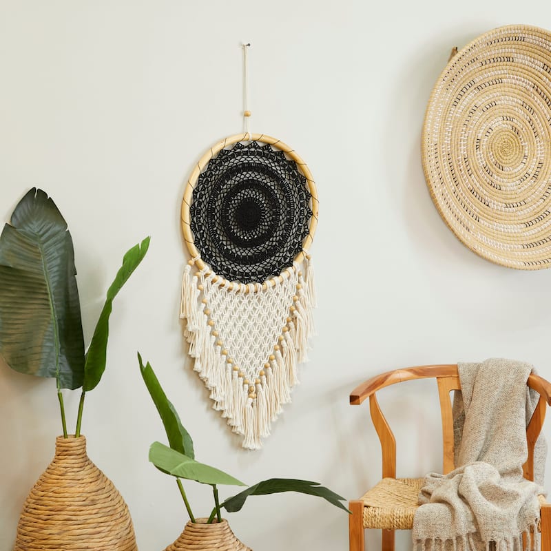 Cotton Bohemian Dreamcatcher Wall Decor - 16 x 0.40 x 42 - Black