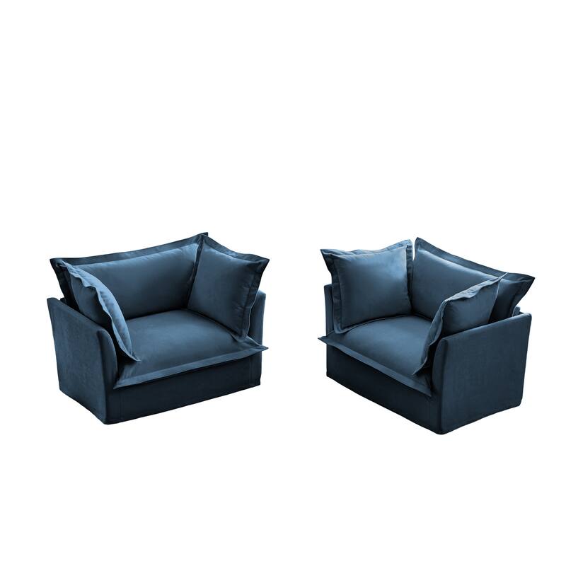 Upholstered Armchair Set of 2, Living Room Reading Chair with High Back Pillows, Removable Chair, Cover Modern Single Sofa Chair