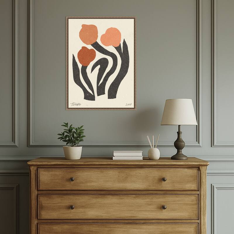 Modern Flower No. 2 by Nktn (18 x 24 in.), Framed Canvas Wall Art Print