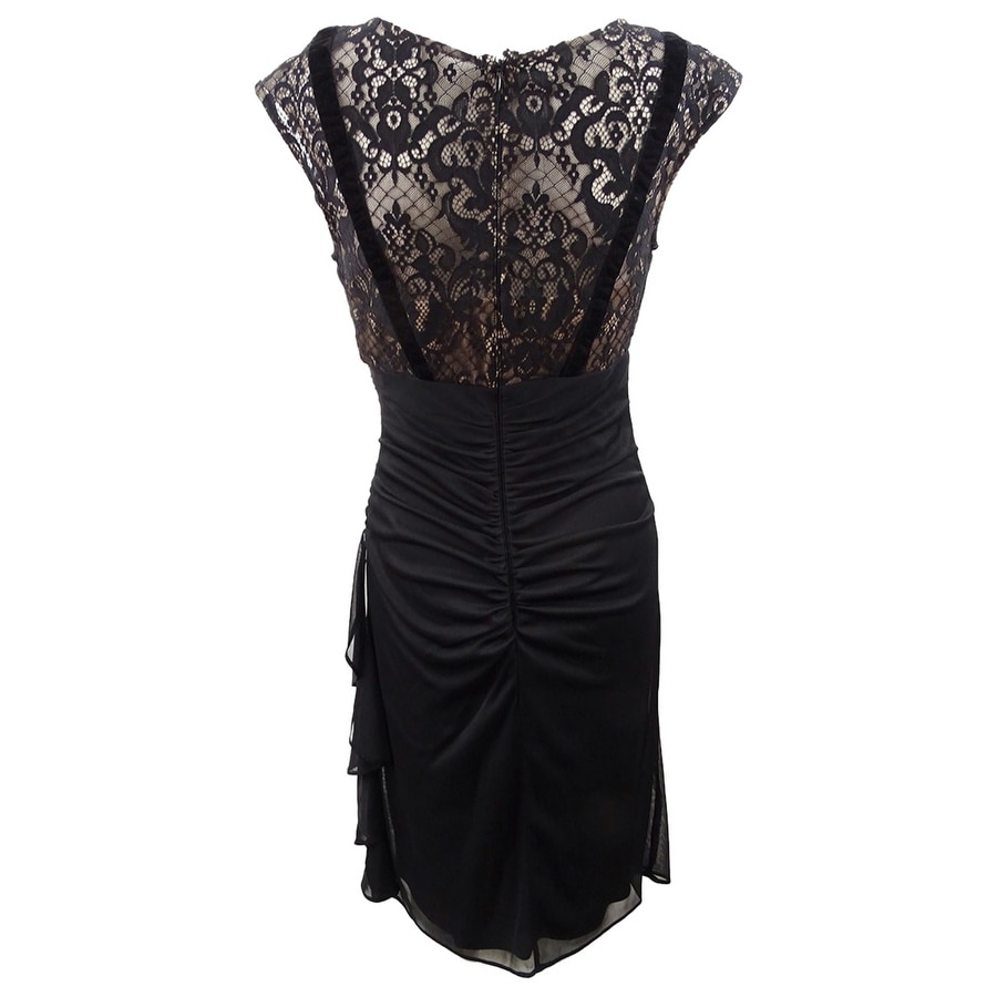 Betsy \u0026 Adam Women's Ruched Velvet-Trim