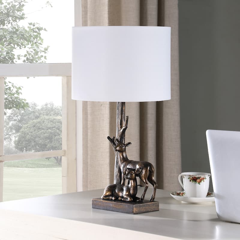 Capreolus Bronze Western Roe Deer Polyresin Table Lamp - Brown