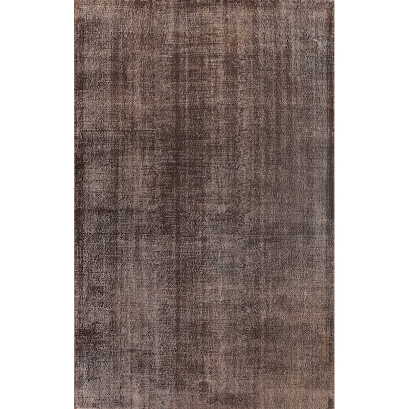 Over-Dyed Solid Anatolian Turkish Vintage Rug Handmade Wool Carpet - 6'11" x 10'7"