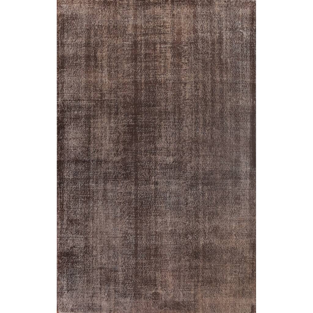 Over-Dyed Solid Anatolian Turkish Vintage Rug Handmade Wool Carpet - 6'11" x 10'7"