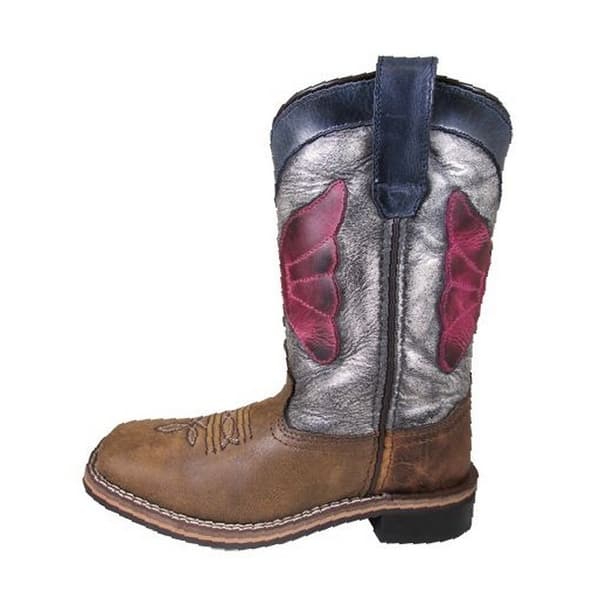 Smoky Childrens Kids Dakota Brown Leather Western Cowboy Boot