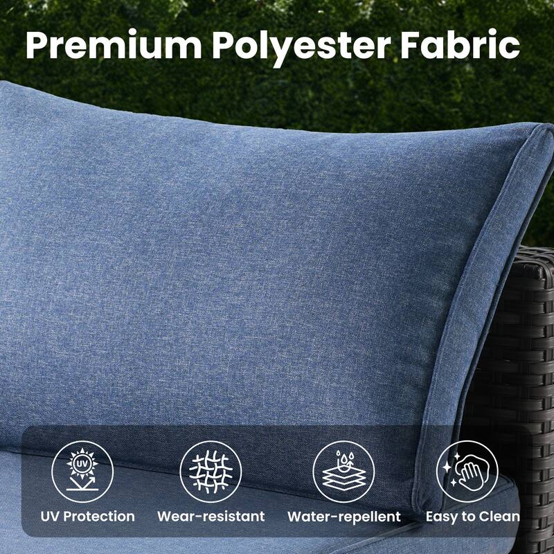 XIZZI 9-Piece Patio Wicker Furniture Swivel Chair Set with Fire Pit