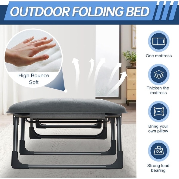 1-Pack Patio Chaise Folding Bed with Mattress,Comfortable