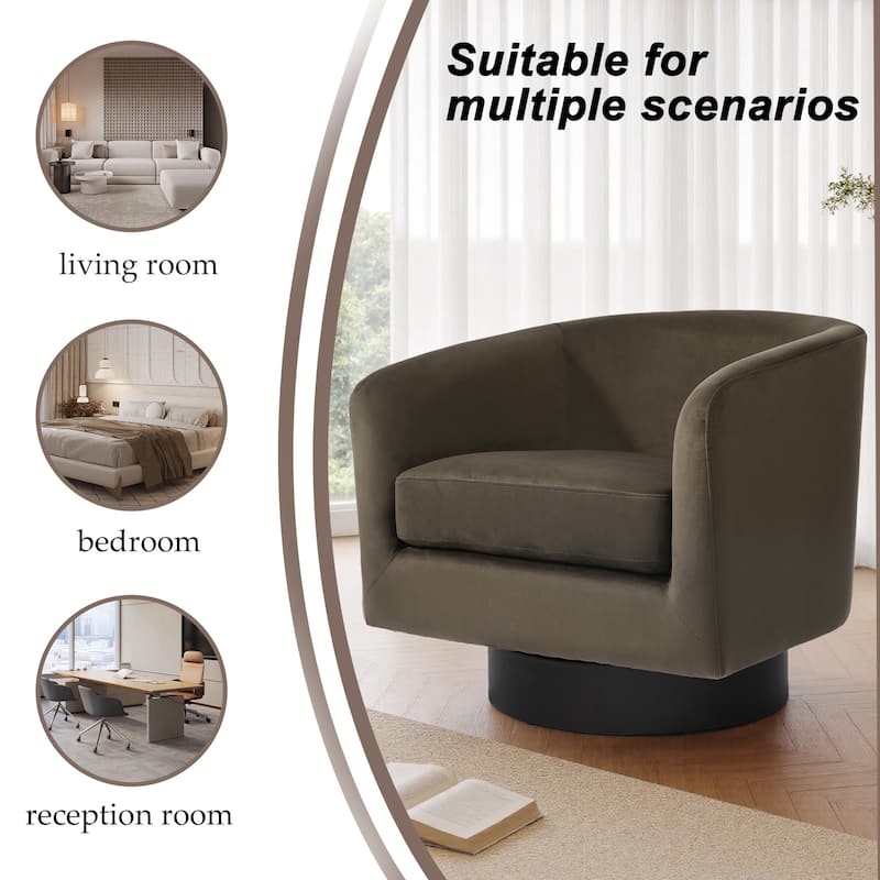 UIXE Set of 2 Swivel Barrel Accent Chair Velvet Armchair For Living Room